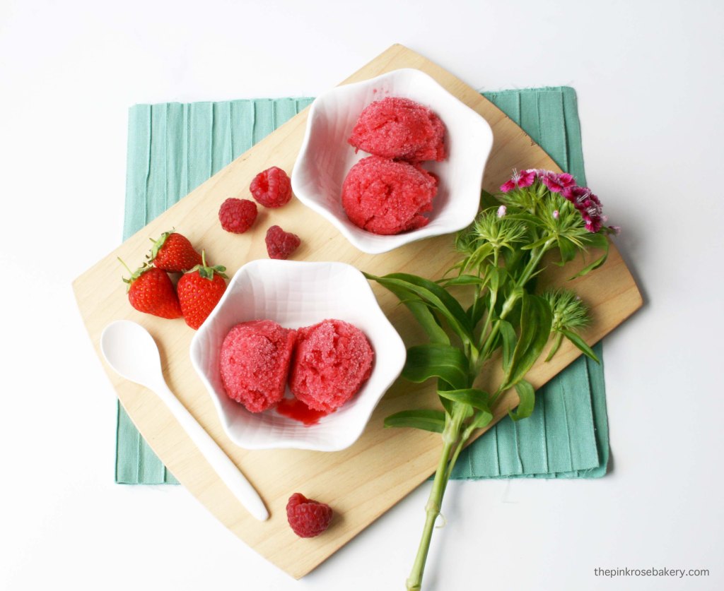 Raspberry & Strawberry Sorbet {gluten free & dairy free} | The Pink Rose Bakery
