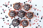 Spider's Web Halloween Cupcakes complete with mini peanut butter cup spider {gluten free} | The Pink Rose Bakery